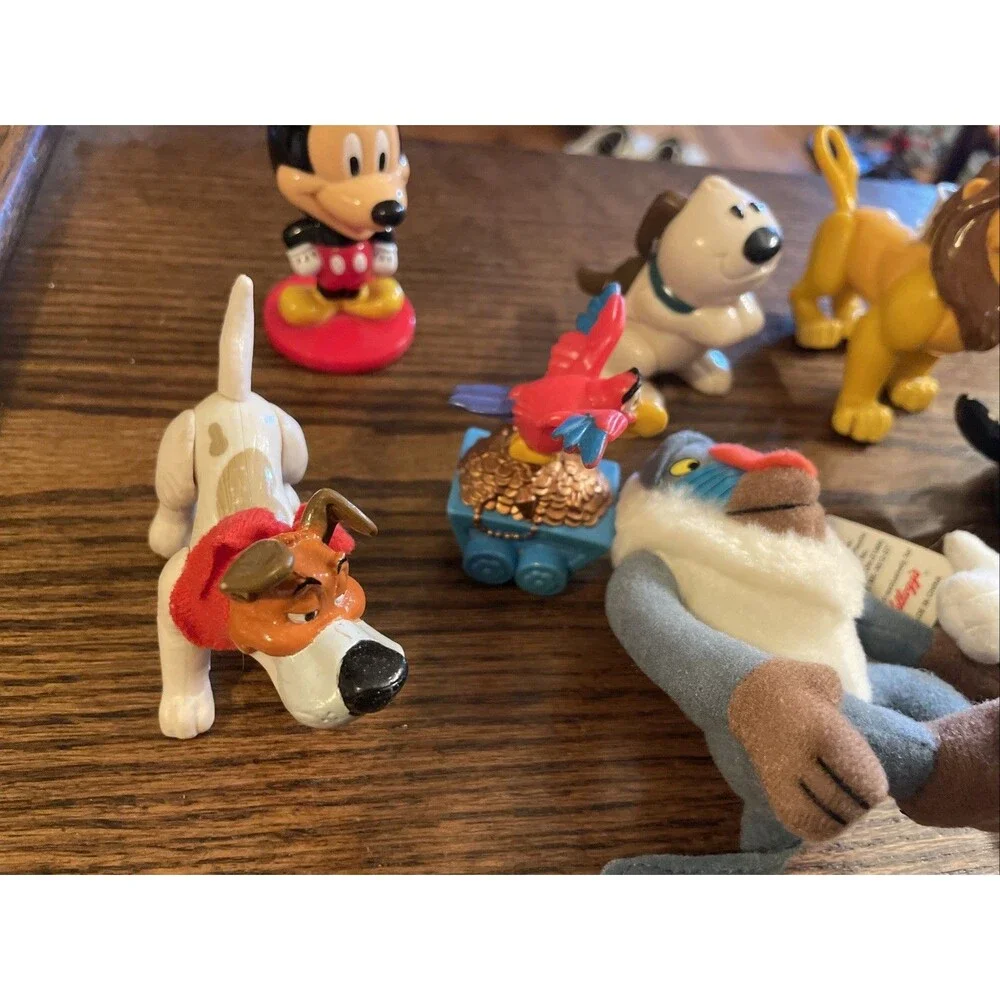 Vintage Figurines Disney Mickey Minnie Iago Mufasa Rafiki Lot Of 10 Figures